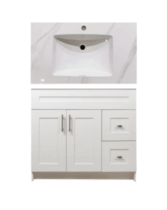 36″ MDF HIGH GLOSSY DOOR SHAKER VANITY WITH TOP