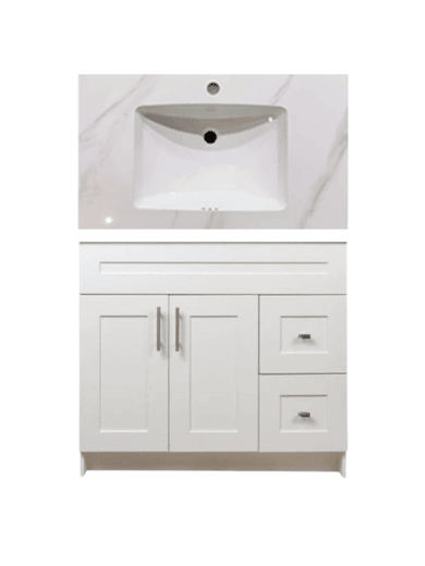 48″ MDF HIGH GLOSSY DOOR SHAKER VANITY WITH TOP