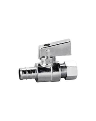 .1/2" PEX X 3/8" STRAIGHT BRASS MINI BALL VALVE