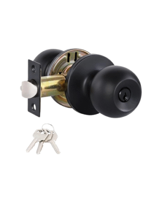.ROUND DOOR LOCK WITH KEYS BLACK FINISH