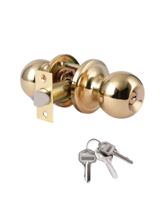 .ROUND DOOR LOCK  WITH KEYS GOLD FINISH