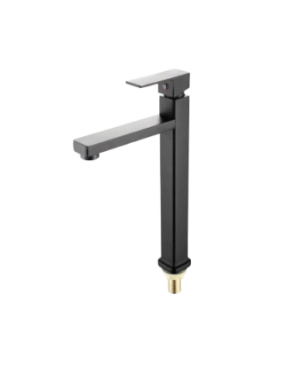 .VESSEL SINK FAUCET BLACK, SINGLE HANDLE ONE HOLE STAINLESS STEEL MIXER