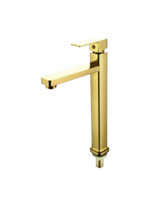 .VESSEL SINK FAUCET GOLD FINISH, SINGLE HANDLE ONE HOLE STAINLESS STEEL MIXER