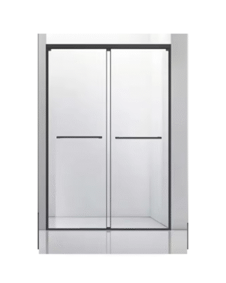 SOFT CLOSING 48″X72″ GLASS SHOWER DOOR BLACK FINISH 8MM TEMPERED GLASS