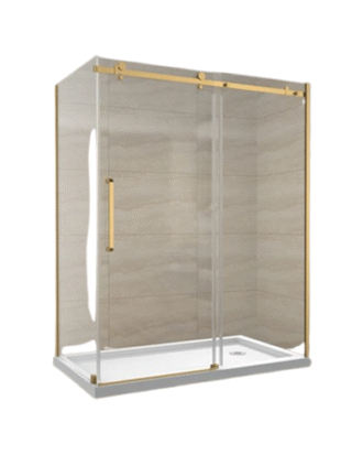 .AL SHAPE Frameless Glass Door with side panel 60"X72″ GOLD Finish