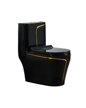 MODERN BATHROOM ONE PIECE TOILET BLACK AND GOLD COLOUR
