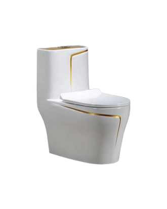 MODERN BATHROOM ONE PIECE TOILET WHITE AND GOLD COLOUR