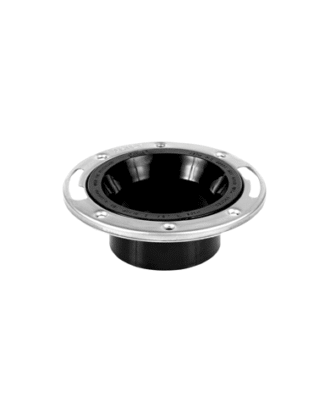 ABS CLOSET FLANGE WITH STAINLESS STEEL RING FOR 3" OR 4" PIPE