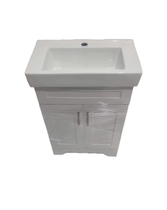 24″X14" WHITE PORCELAIN CERAMIC VANITY WITH CABINET