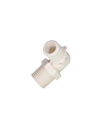 3/4" X 1/2" WHITE POLY ALLOY ELBOW WITH PEX TO MALE THREADED FITTINGS