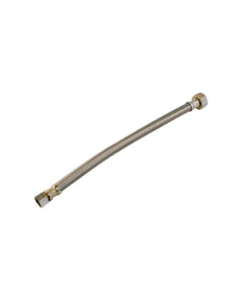 12" LONG STAINLESS STEEL FAUCET CONNECTOR, 3/8" COMP X 1/2"