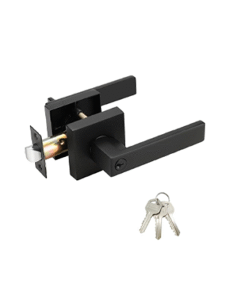 HANDLE SQUARE ENTRANCE DOOR LOCK BLACK FINISH
