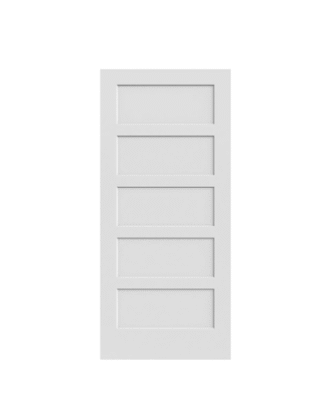 W 24"/26''/28''/30"X H 80",  PRIMED 5 PANEL ARCH-TOP HOLLOW CORE TEXTURED INTERIOR DOOR SLAB